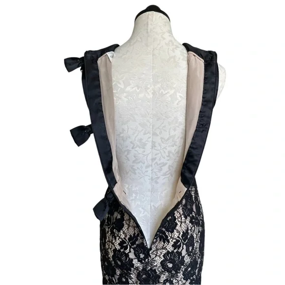 Milly of New York Marcella Bow Sheath Dress Silk & Floral Lace Overlay Size 2 - Picture 9 of 16